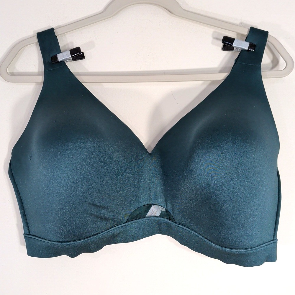 Cacique Dark Green No-Wire Bra; Lightly Lined, Plus Size 40F